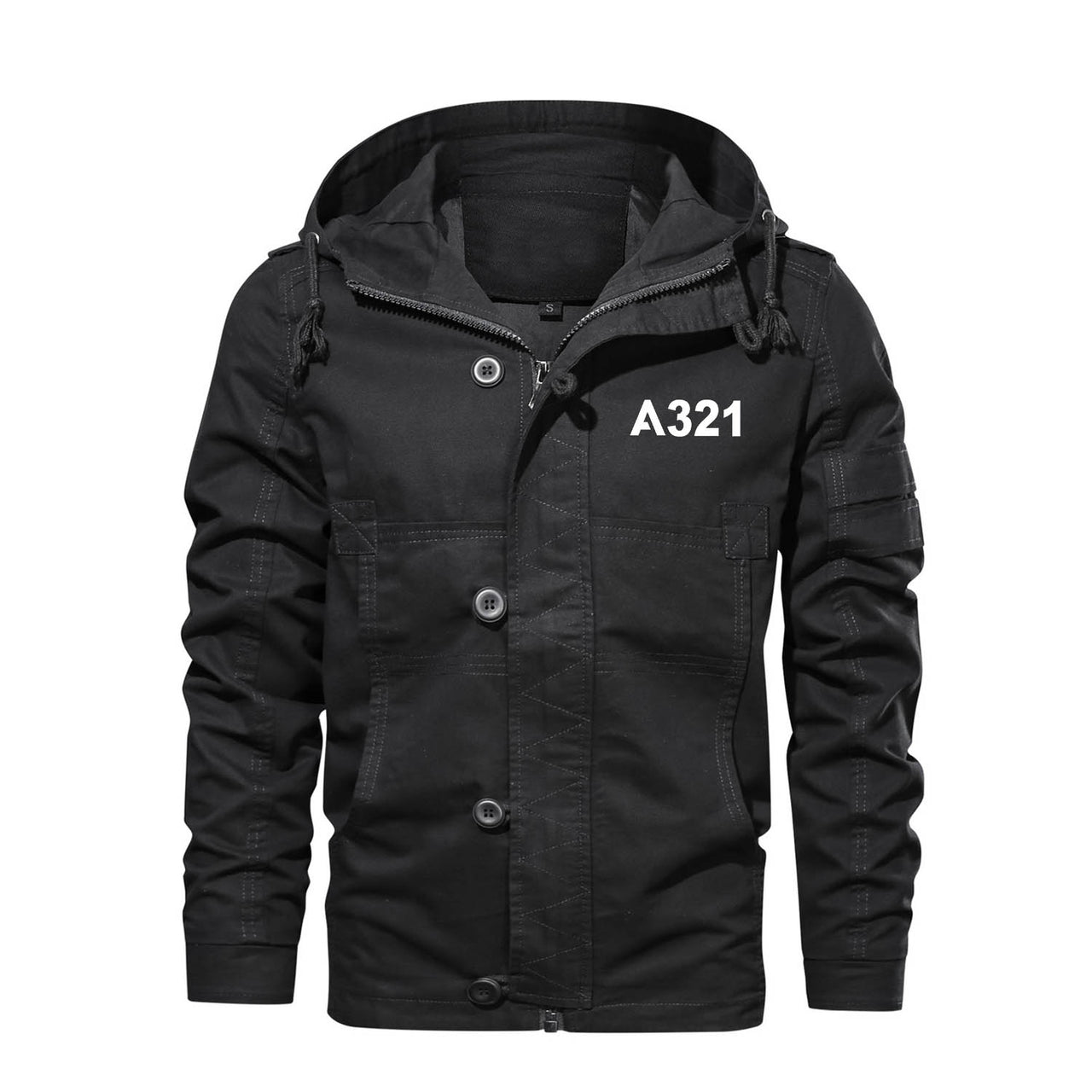 A321 Flat Text Designed Cotton Jackets