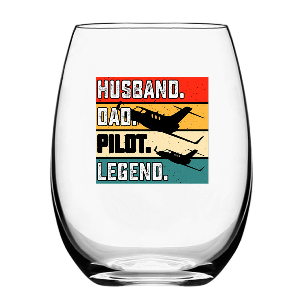 Husband & Dad & Pilot & Legend Designed Beer & Water Glasses