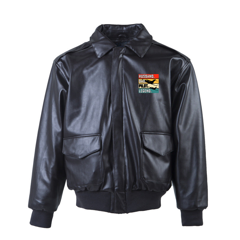 Husband & Dad & Pilot & Legend Designed Leather Bomber Jackets (NO Fur)