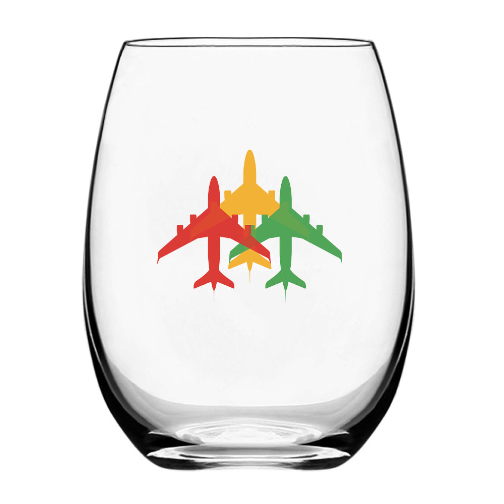 Colourful 3 Airplanes Designed Beer & Water Glasses