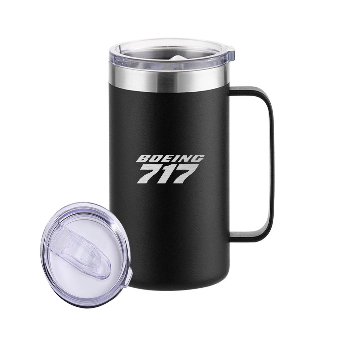 Boeing 717 & Text Designed Stainless Steel Beer Mugs