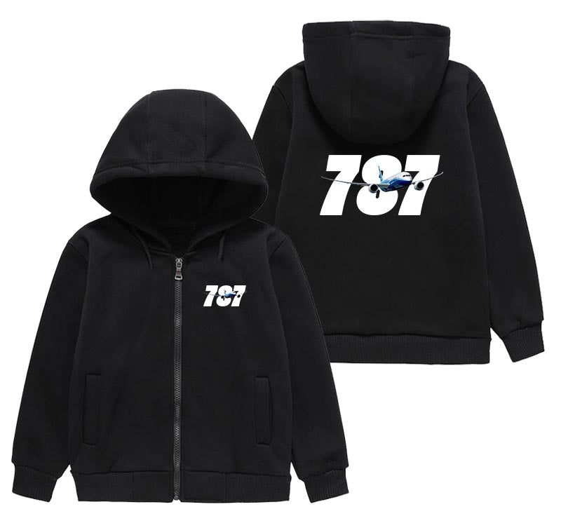 Super Boeing 787 Designed "CHILDREN" Zipped Hoodies