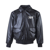 Thumbnail for Boeing 787 & Text Designed Leather Bomber Jackets (NO Fur)