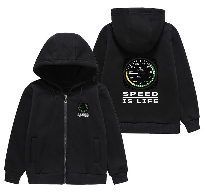 Speed Is Life Designed "CHILDREN" Zipped Hoodies