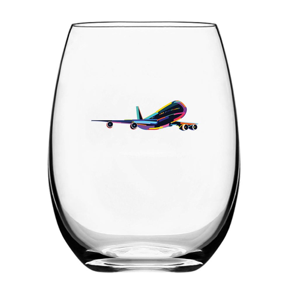 Multicolor Airplane Designed Beer & Water Glasses