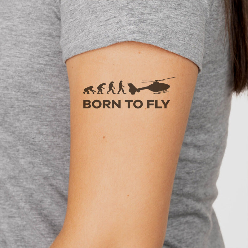 Born To Fly Helicopter Designed Tattoes