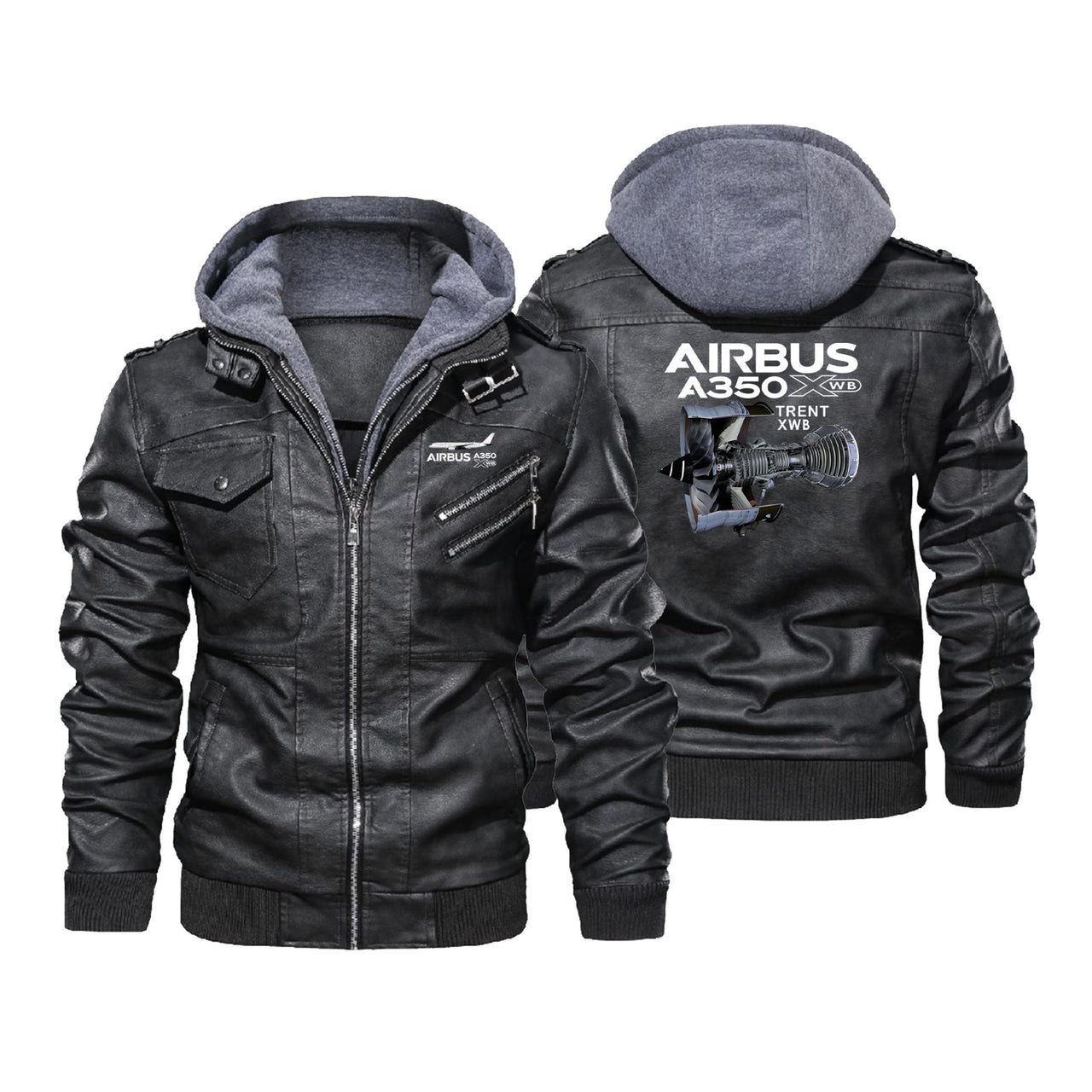 Airbus A350 & Trent XWB Engine Designed Hooded Leather Jackets