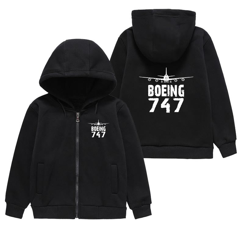 Boeing 747 & Plane Designed "CHILDREN" Zipped Hoodies