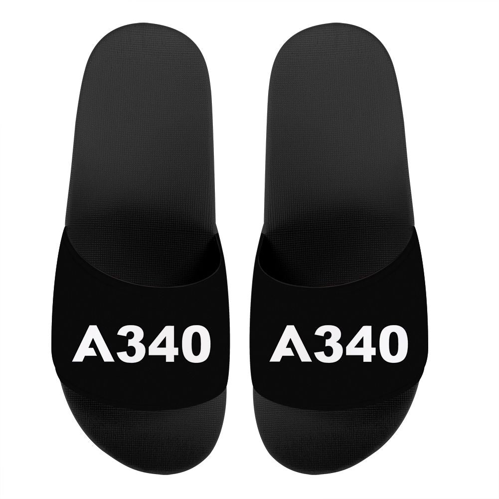 A340 Flat Text Designed Sport Slippers