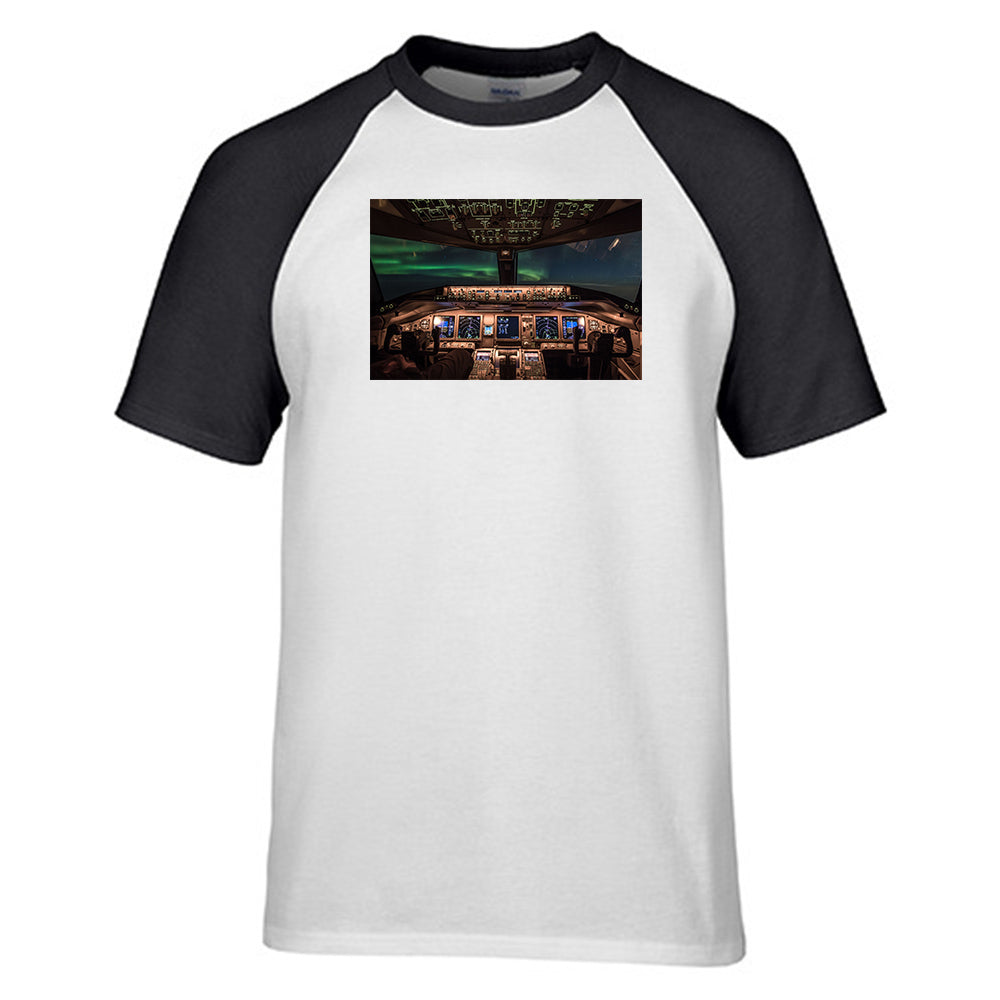 Boeing 777 Cockpit Designed Raglan T-Shirts