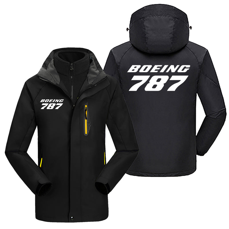 Boeing 787 & Text Designed Thick Skiing Jackets