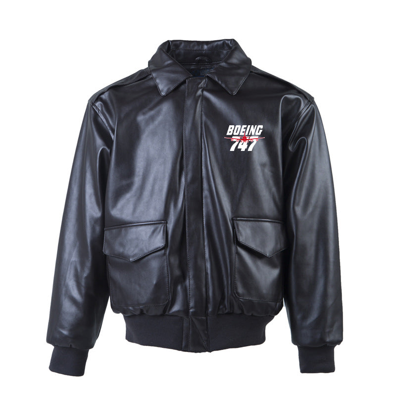 Amazing Boeing 747 Designed Leather Bomber Jackets (NO Fur)