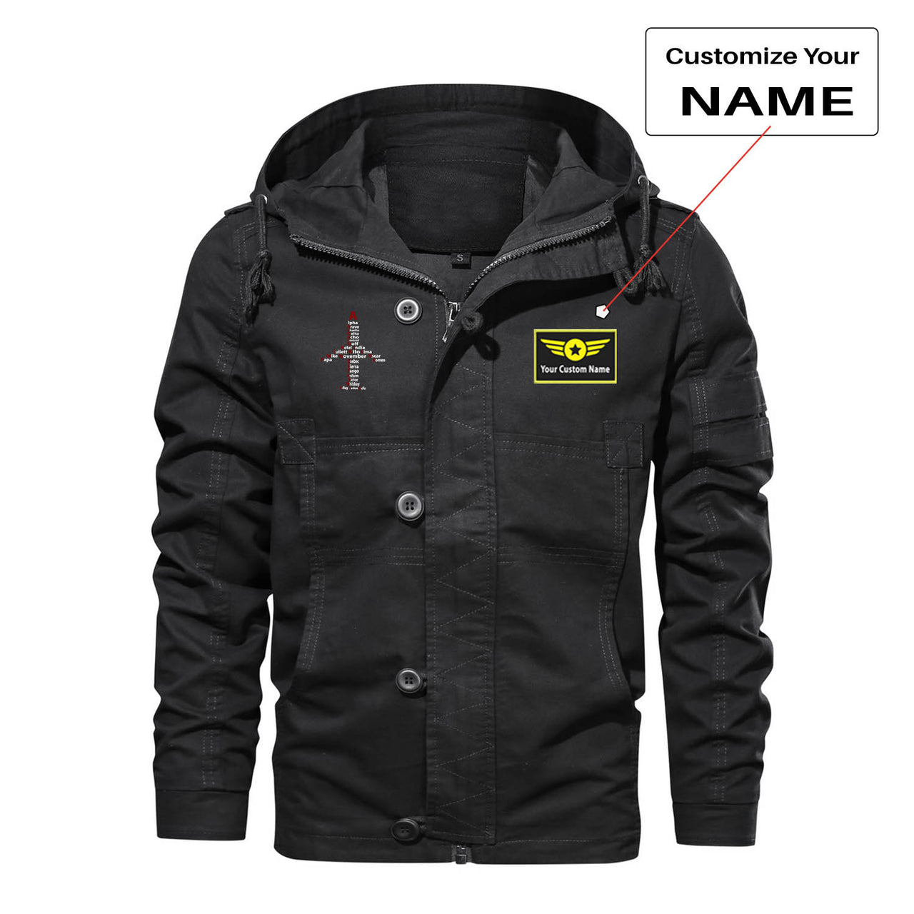 Airplane Shape Aviation Alphabet Designed Cotton Jackets