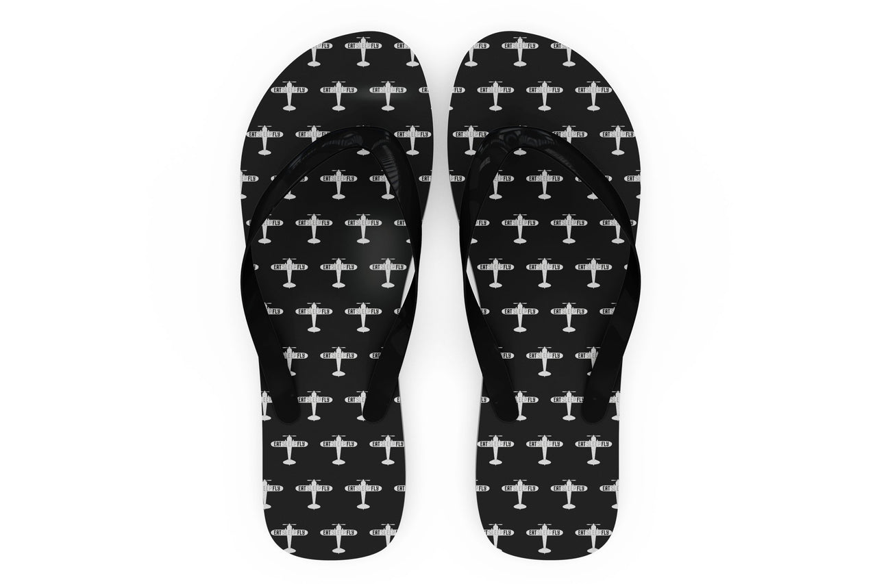 Eat Sleep Fly & Propeller Designed Slippers (Flip Flops)