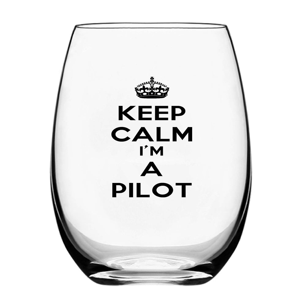 Keep Calm I'm a Pilot Designed Beer & Water Glasses