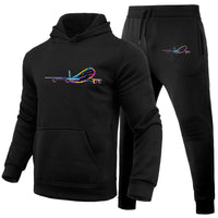 Thumbnail for Multicolor Airplane Designed Hoodies & Sweatpants Set