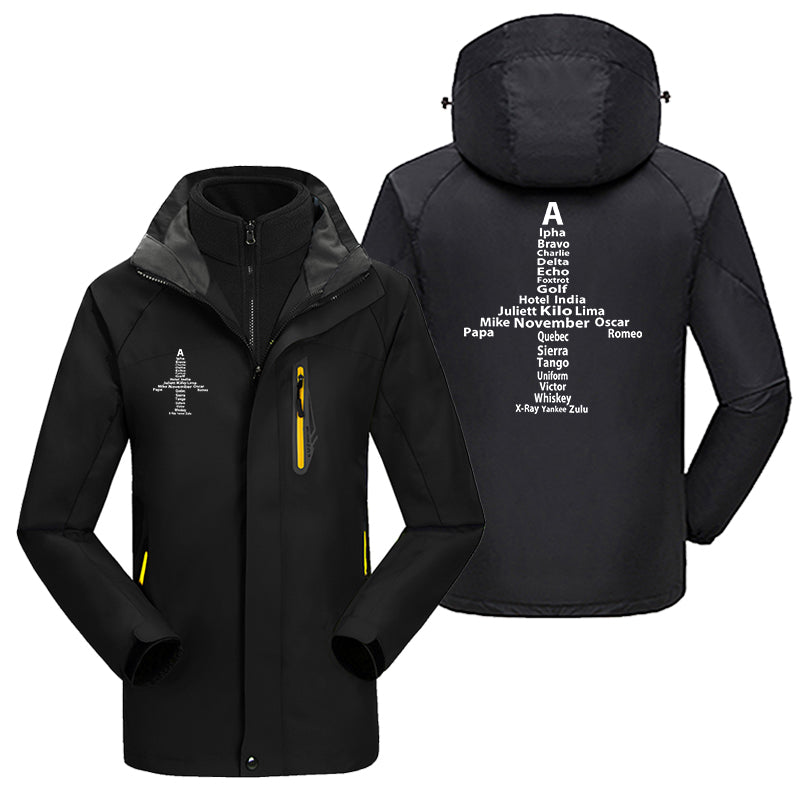 Airplane Shape Aviation Alphabet Designed Thick Skiing Jackets