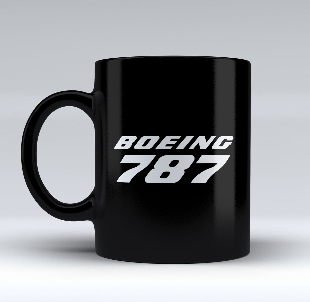 Boeing 787 & Text Designed Black Mugs