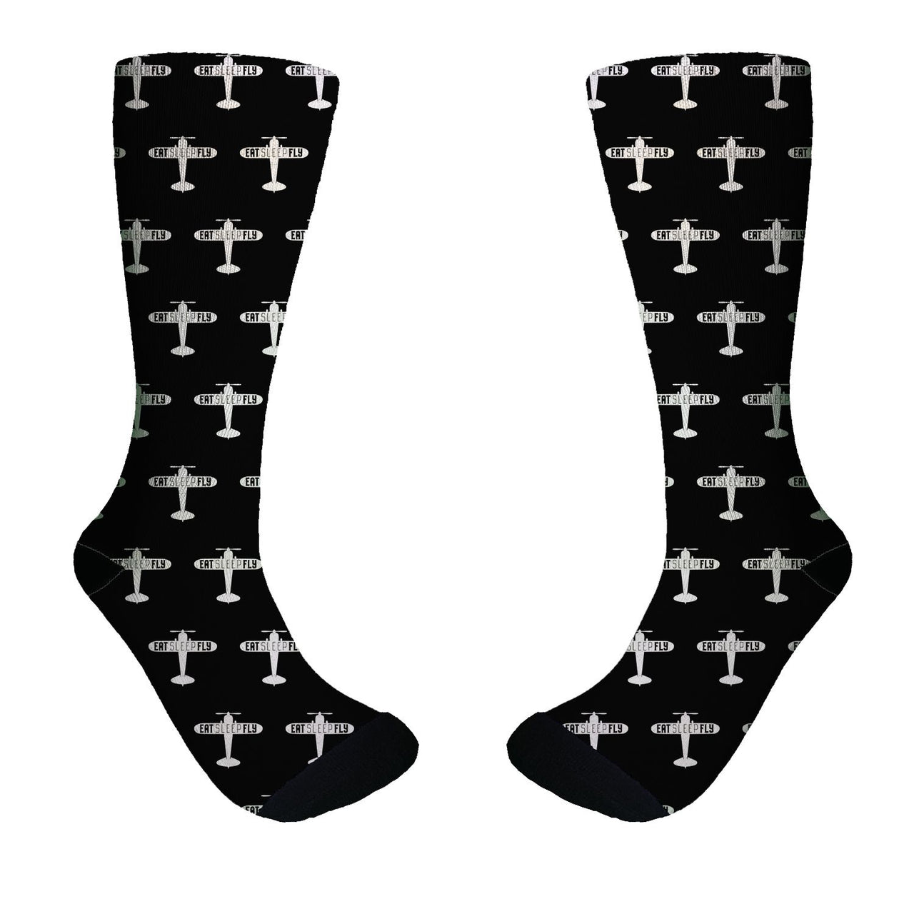 Eat Sleep Fly & Propeller Designed Socks