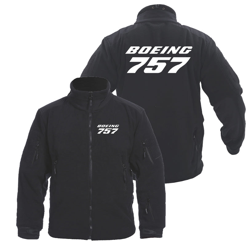 Boeing 757 & Text Designed Fleece Military Jackets (Customizable)