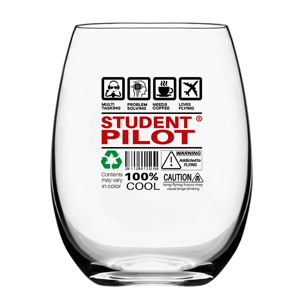 Student Pilot Label Designed Beer & Water Glasses