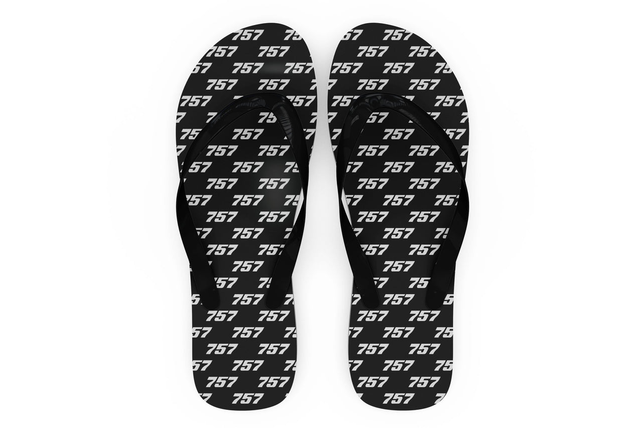 757 Flat Text Designed Slippers (Flip Flops)