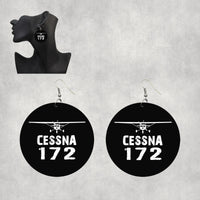 Thumbnail for Cessna 172 & Plane Designed Wooden Drop Earrings