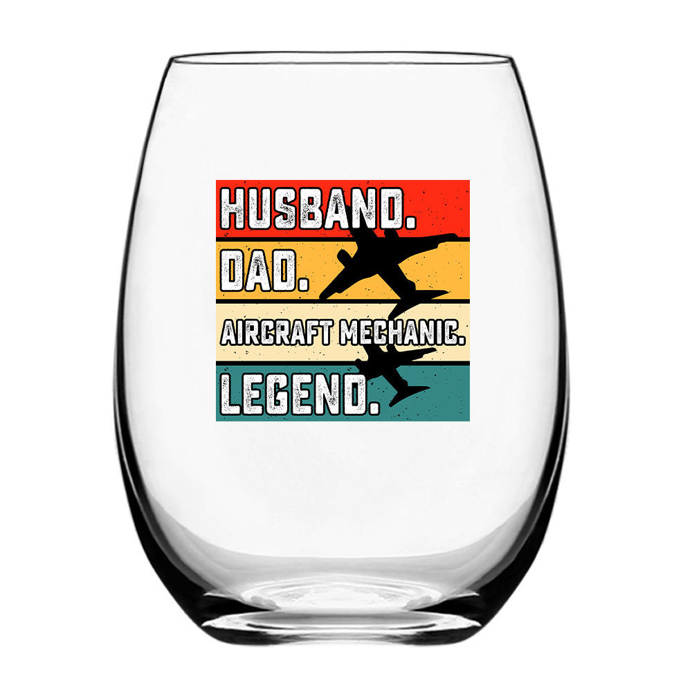 Husband & Dad & Aircraft Mechanic & Legend Designed Beer & Water Glasses