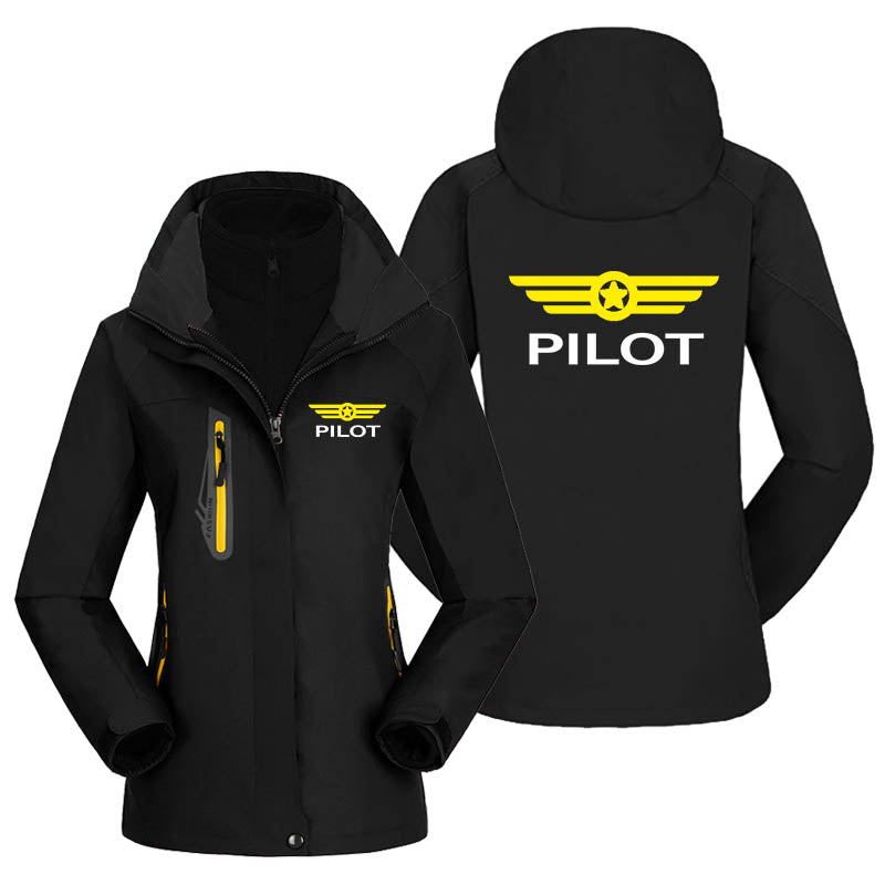 Pilot & Badge Designed Thick "WOMEN" Skiing Jackets