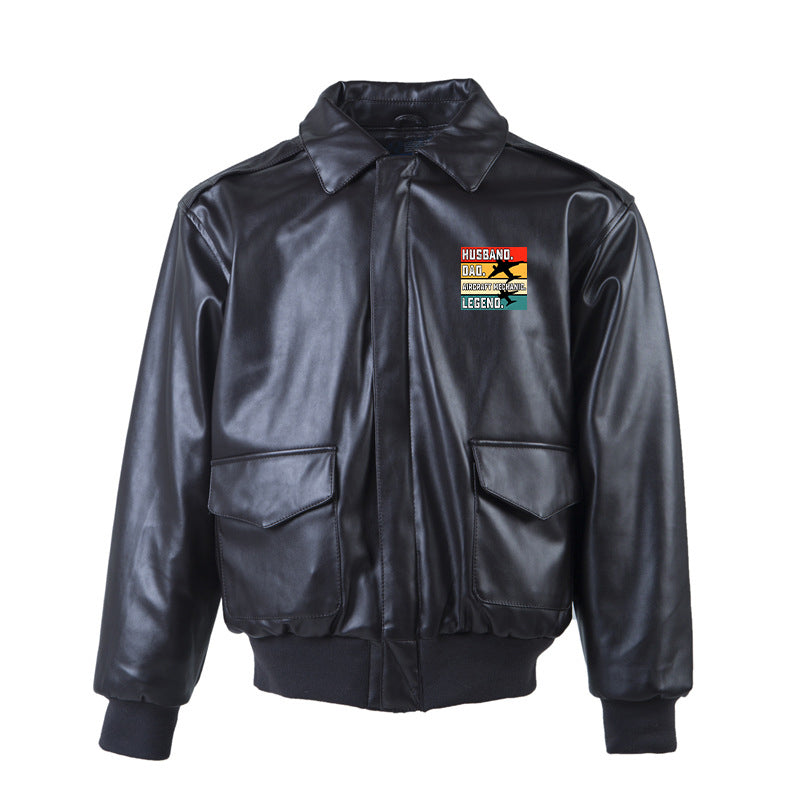 Husband & Dad & Aircraft Mechanic & Legend Designed Leather Bomber Jackets (NO Fur)