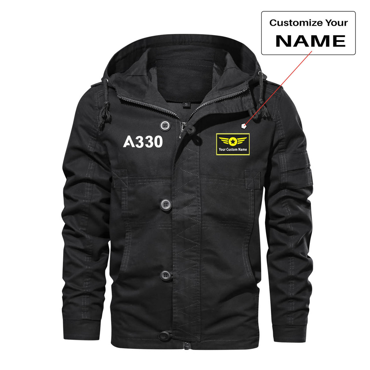 A330 Flat Text Designed Cotton Jackets