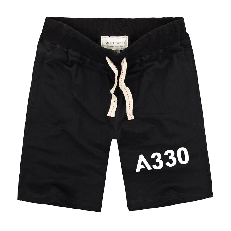 A330 Flat Text Designed Cotton Shorts