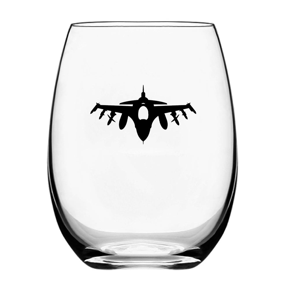 Fighting Falcon F16 Silhouette Designed Beer & Water Glasses