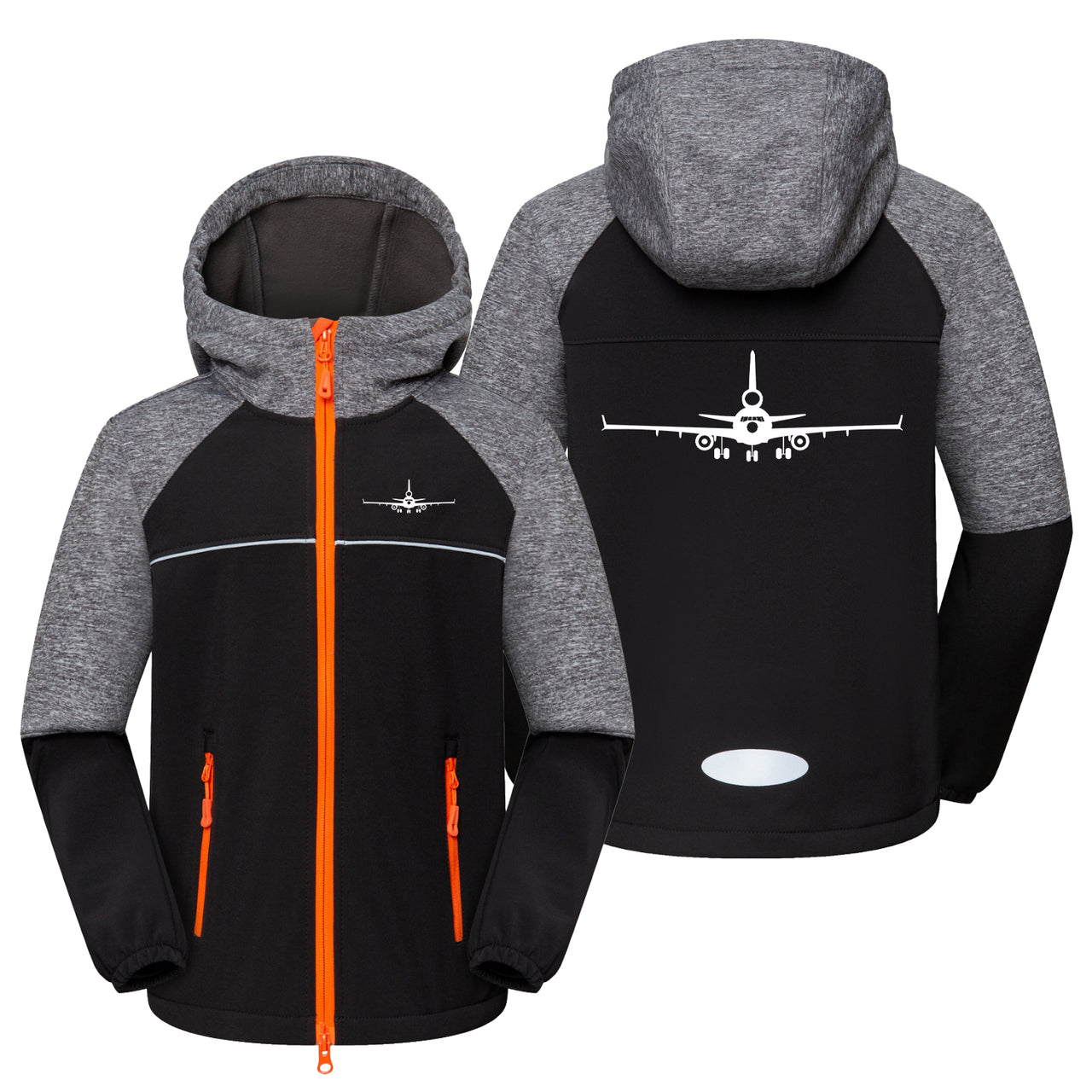 McDonnell Douglas MD-11 Silhouette Plane Designed Children Polar Style Jackets