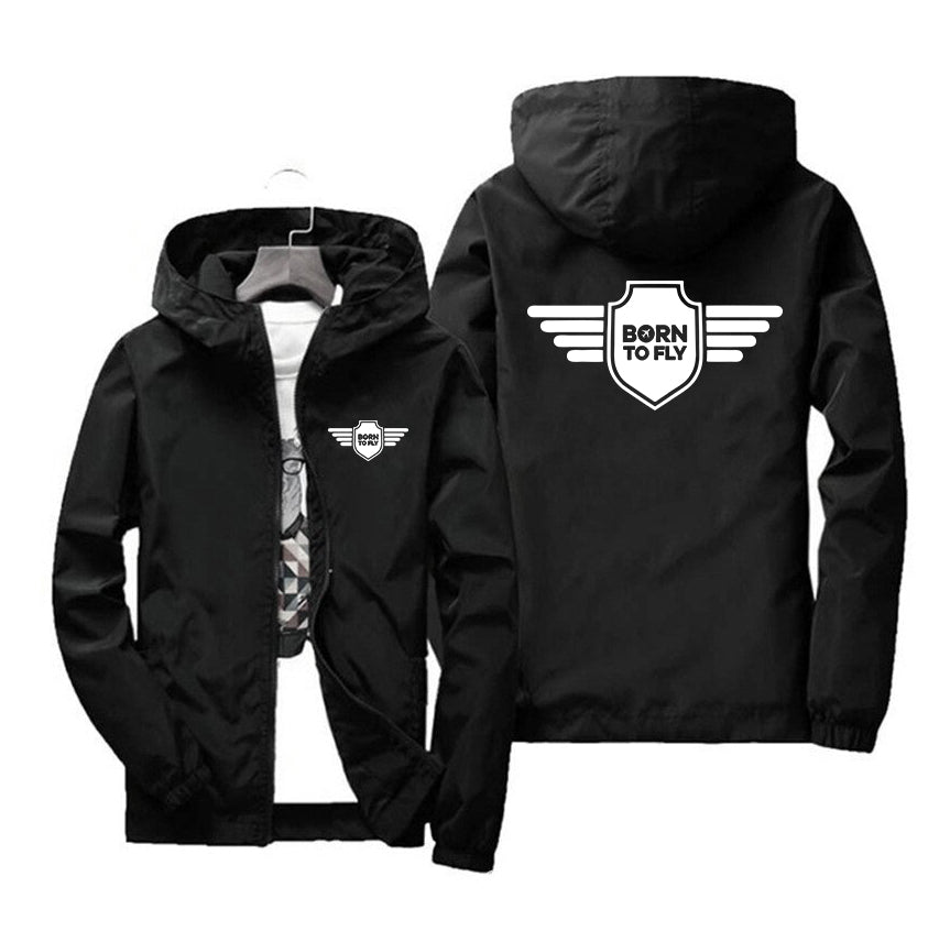 Born To Fly & Badge Designed Thin Windbreaker Jackets