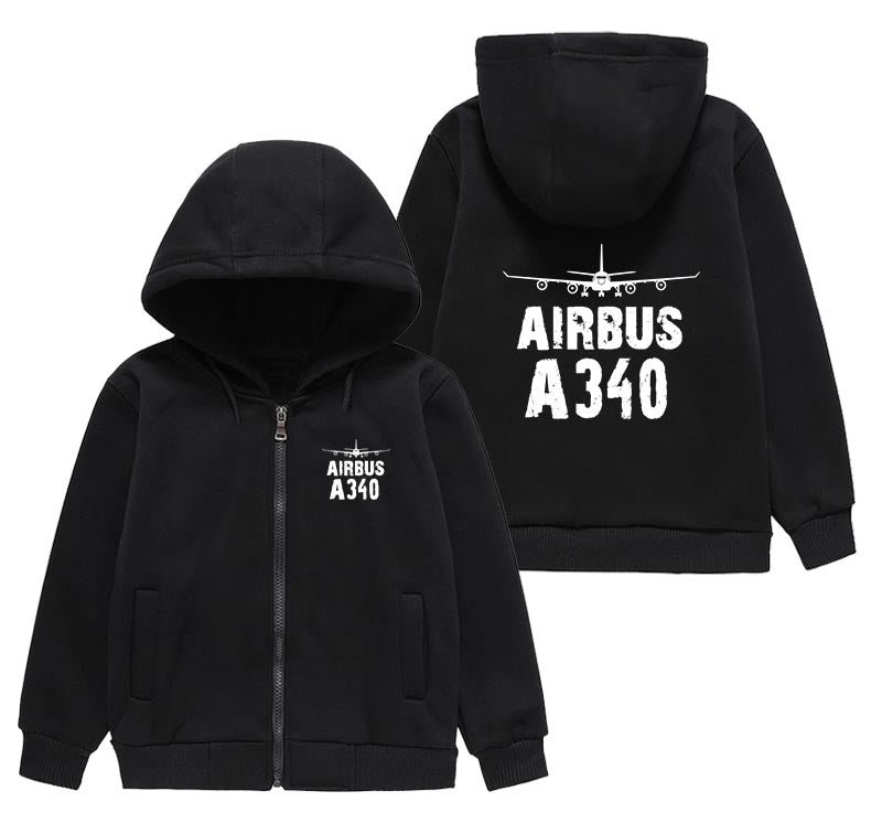 Airbus A340 & Plane Designed "CHILDREN" Zipped Hoodies