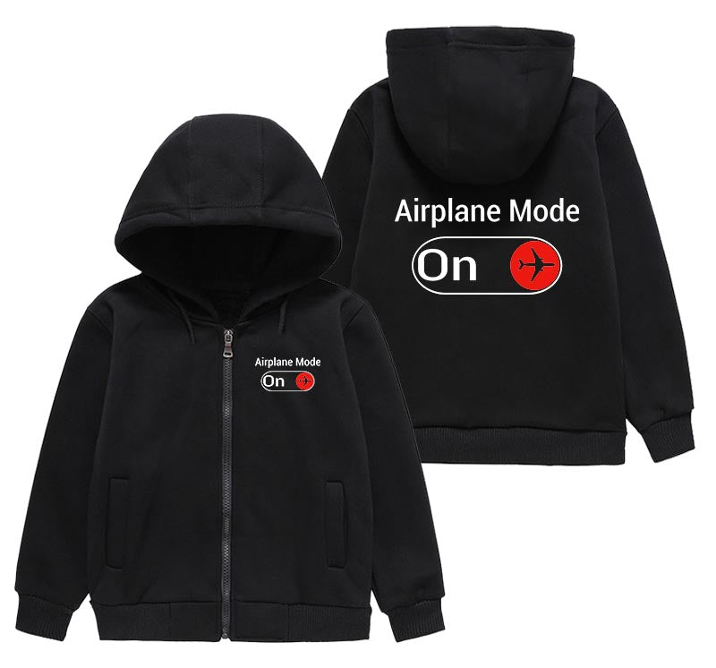 Airplane Mode On Designed "CHILDREN" Zipped Hoodies