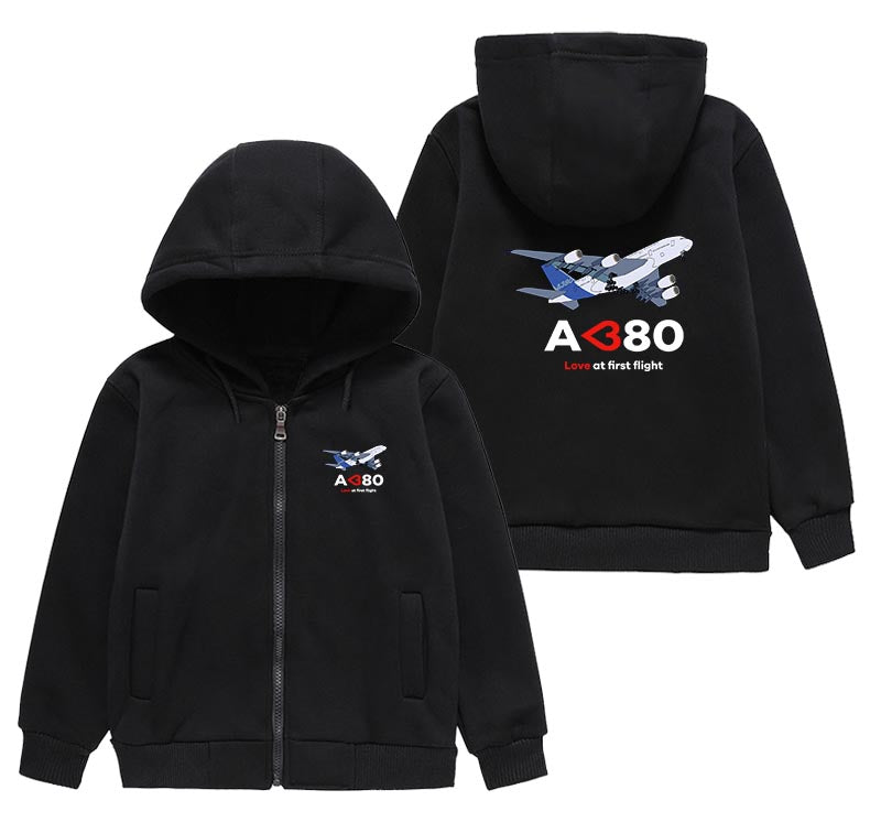 Airbus A380 Love at first flight Designed "CHILDREN" Zipped Hoodies