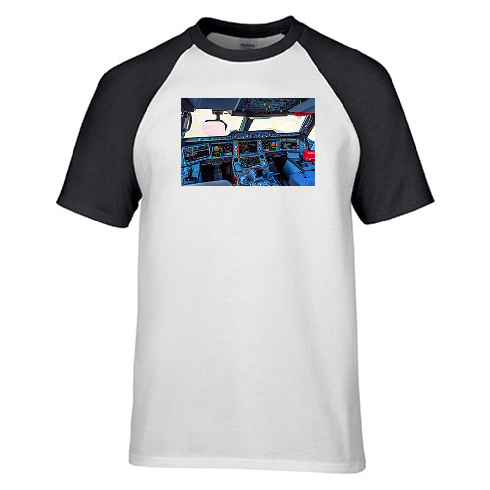 Airbus A350 Cockpit Designed Raglan T-Shirts