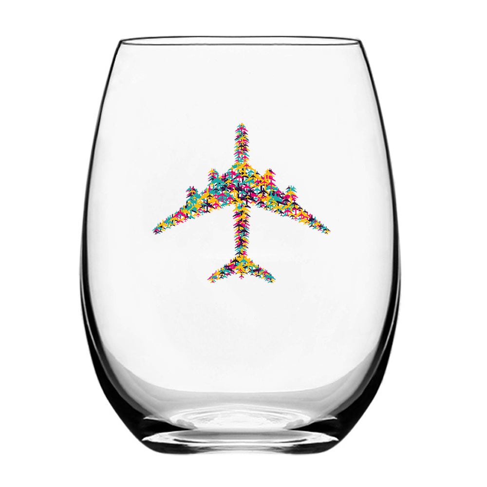 Colourful Airplane Designed Beer & Water Glasses