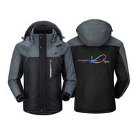 Thumbnail for Multicolor Airplane Designed Thick Winter Jackets