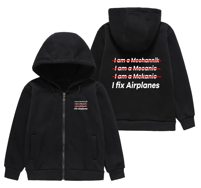 I Fix Airplanes Designed "CHILDREN" Zipped Hoodies