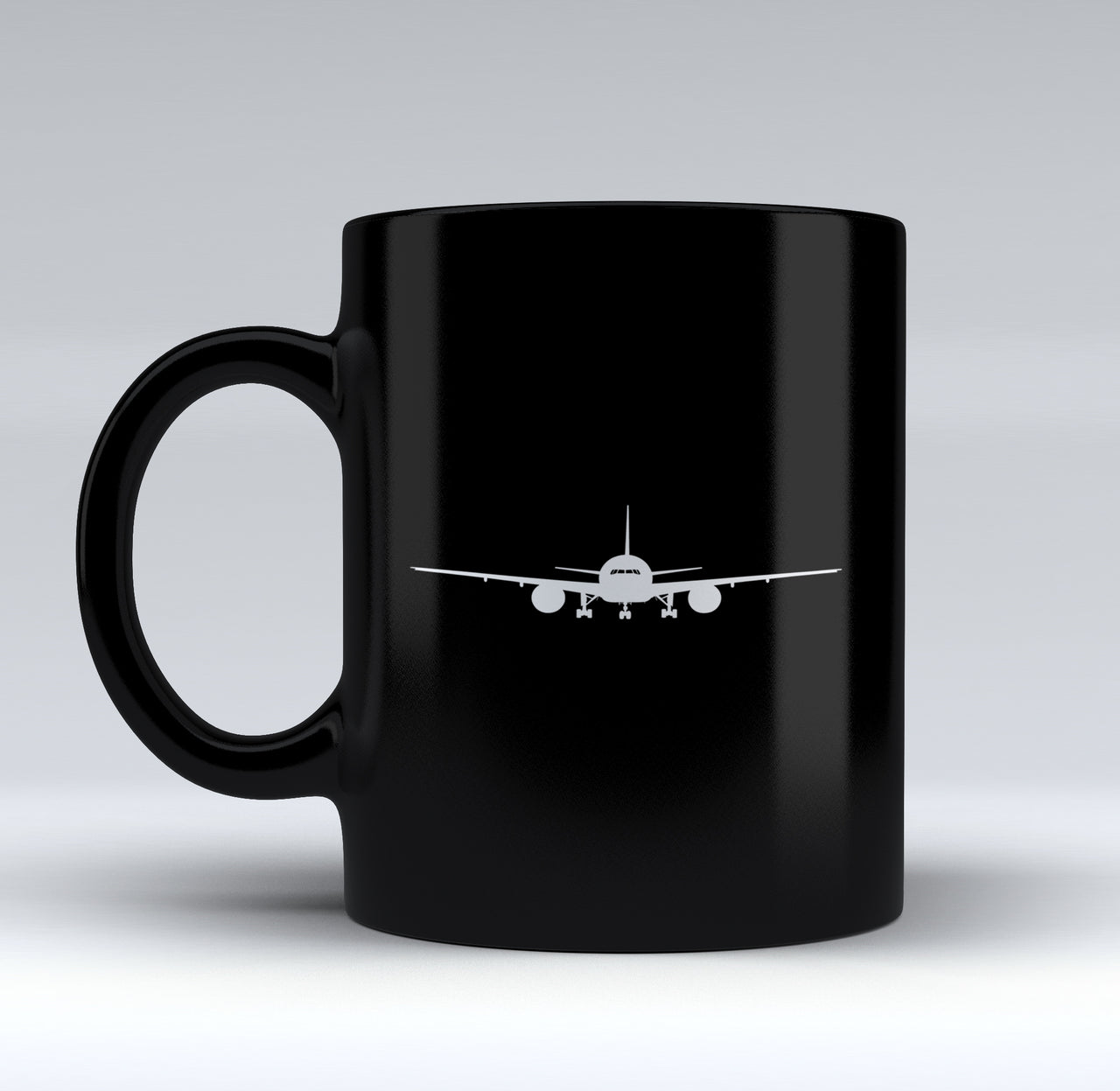 Boeing 777 Silhouette Designed Black Mugs