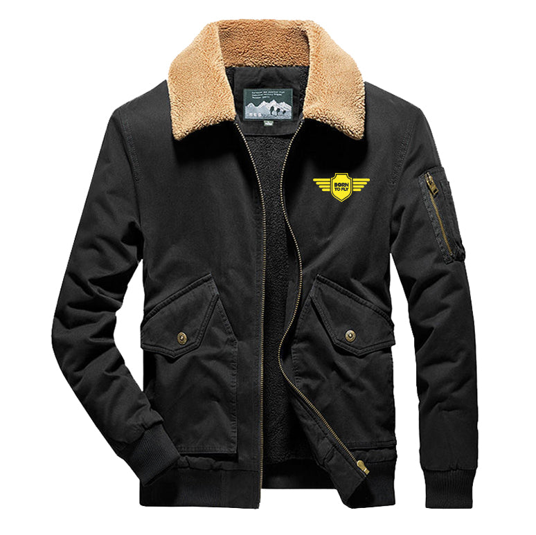 Born To Fly & Badge Designed Thick Bomber Jackets