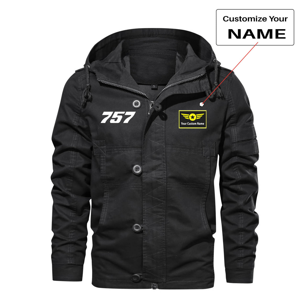 757 Flat Text Designed Cotton Jackets