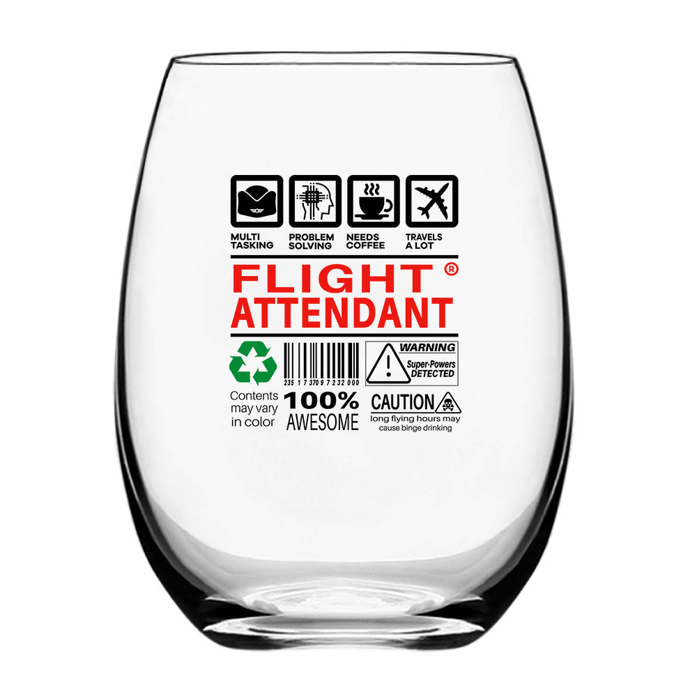 Flight Attendant Label Designed Beer & Water Glasses