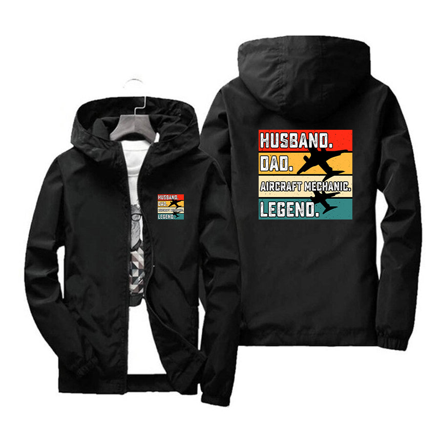 Husband & Dad & Aircraft Mechanic & Legend Designed Thin Windbreaker Jackets