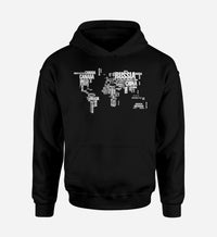 Thumbnail for World Map (Text) Designed Hoodies