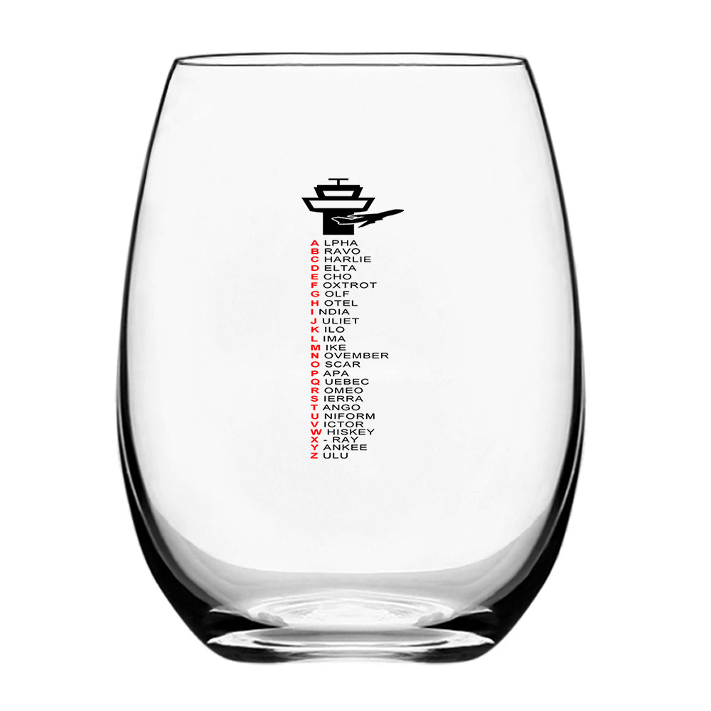 Aviation Alphabet Designed Beer & Water Glasses