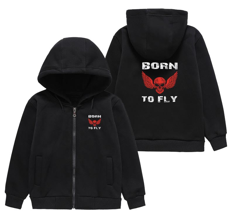 Born To Fly SKELETON Designed "CHILDREN" Zipped Hoodies